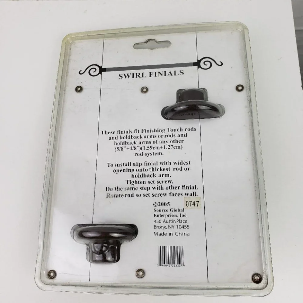 Finishing Touch Swirl Finials Ant Brown Metal NWT